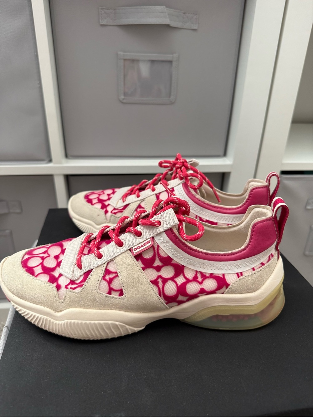 Coach Pink and Cream Signature Pattern Runner Sneakers! Great shape